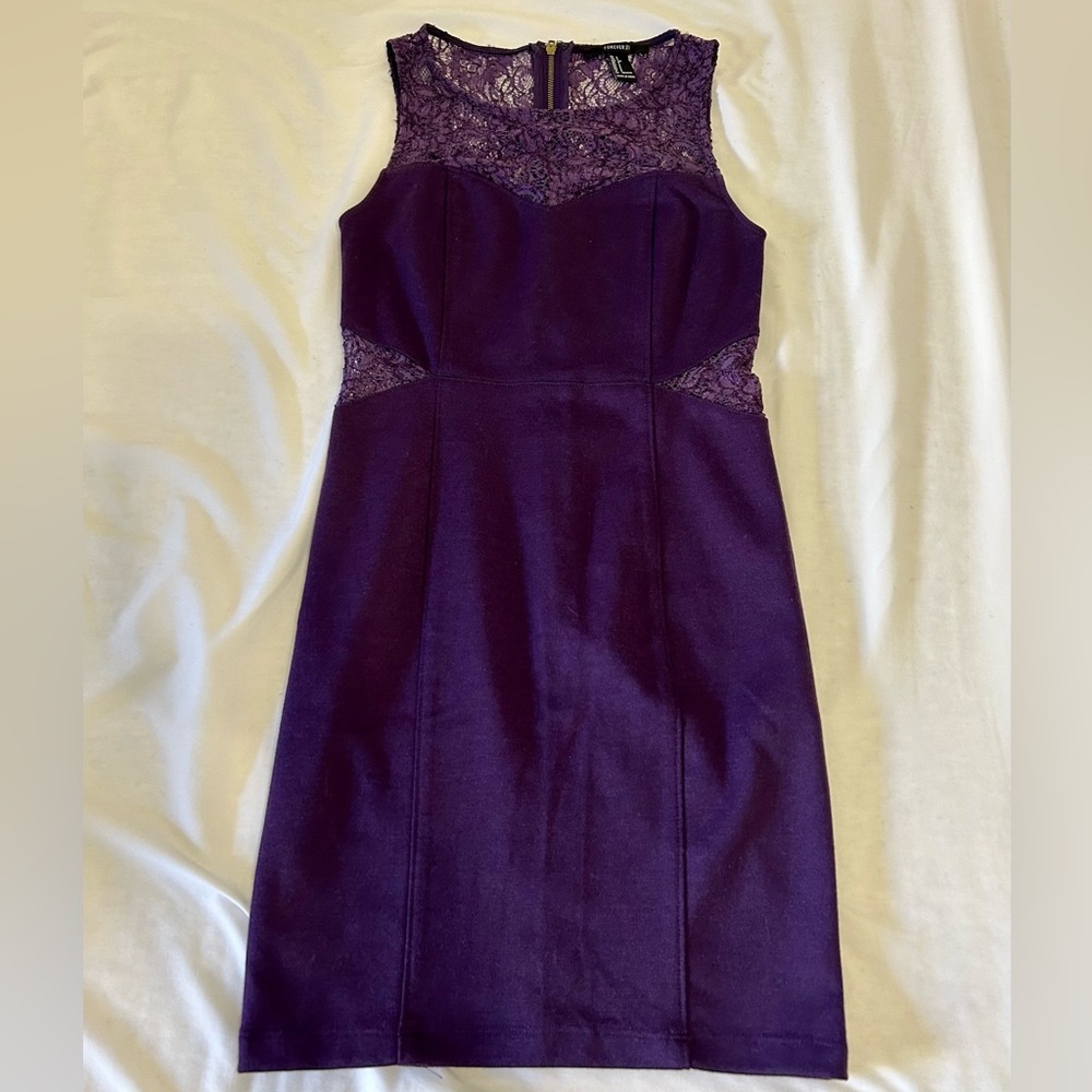 Purple Lace Dress with Back Zipper
